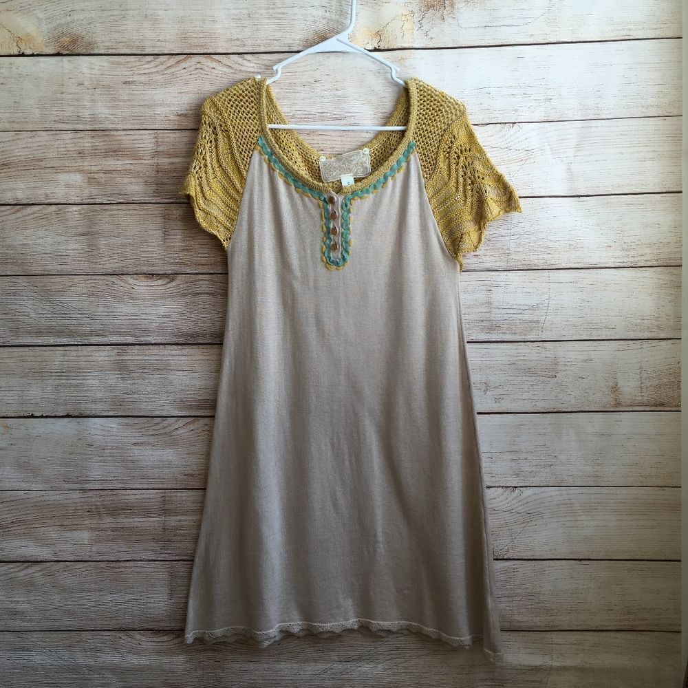 ANTHROPOLOGIE NICK & MO MINI DRESS WITH CROCHETED BODICE